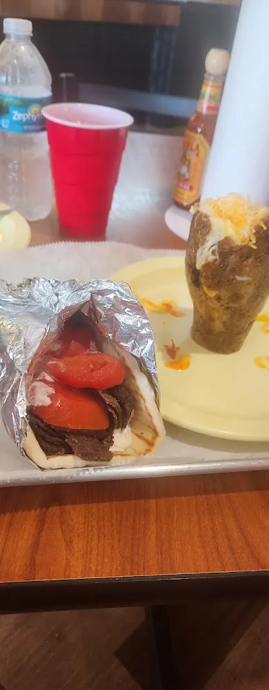 Home Made Gyro Meat and Volcano Potato