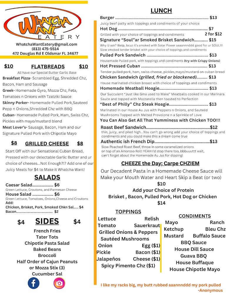 Whatcha Want Eatery Menu image 1